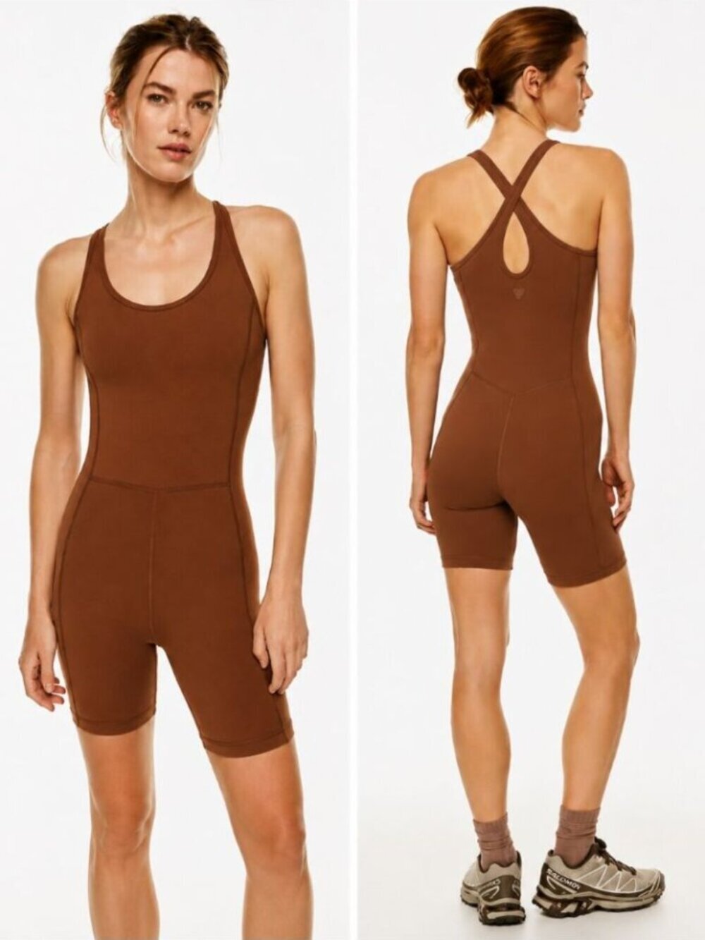Aritzia Tna Action TNALife Surge Romper Brown Cognac Size Medium